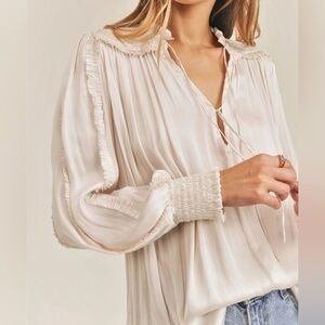 Reset white smocked ruffle  blouse